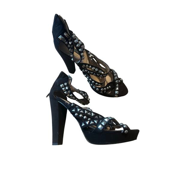 Forever 21 Y2K Black Studded Heels 7 - Picture 1 of 7